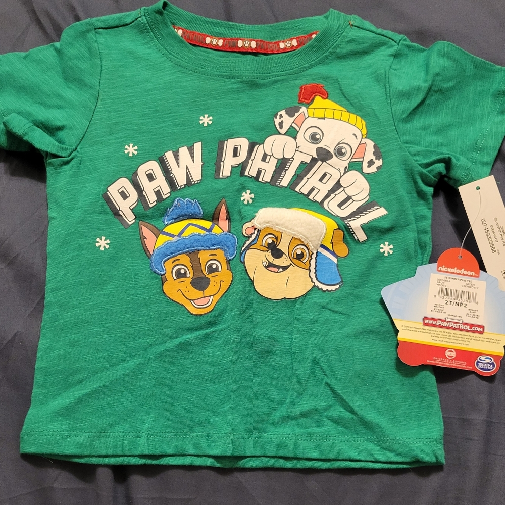 Paw patrol christmas toddlers 12months short sleeve shirt NWT